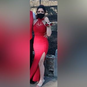 Gorgeous red diamond top prom dress!